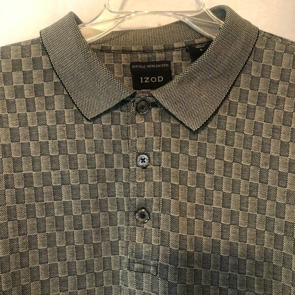 IZOD Mens  Polo Shirt Textured Greenish/Grey Lg - Picture 3 of 10